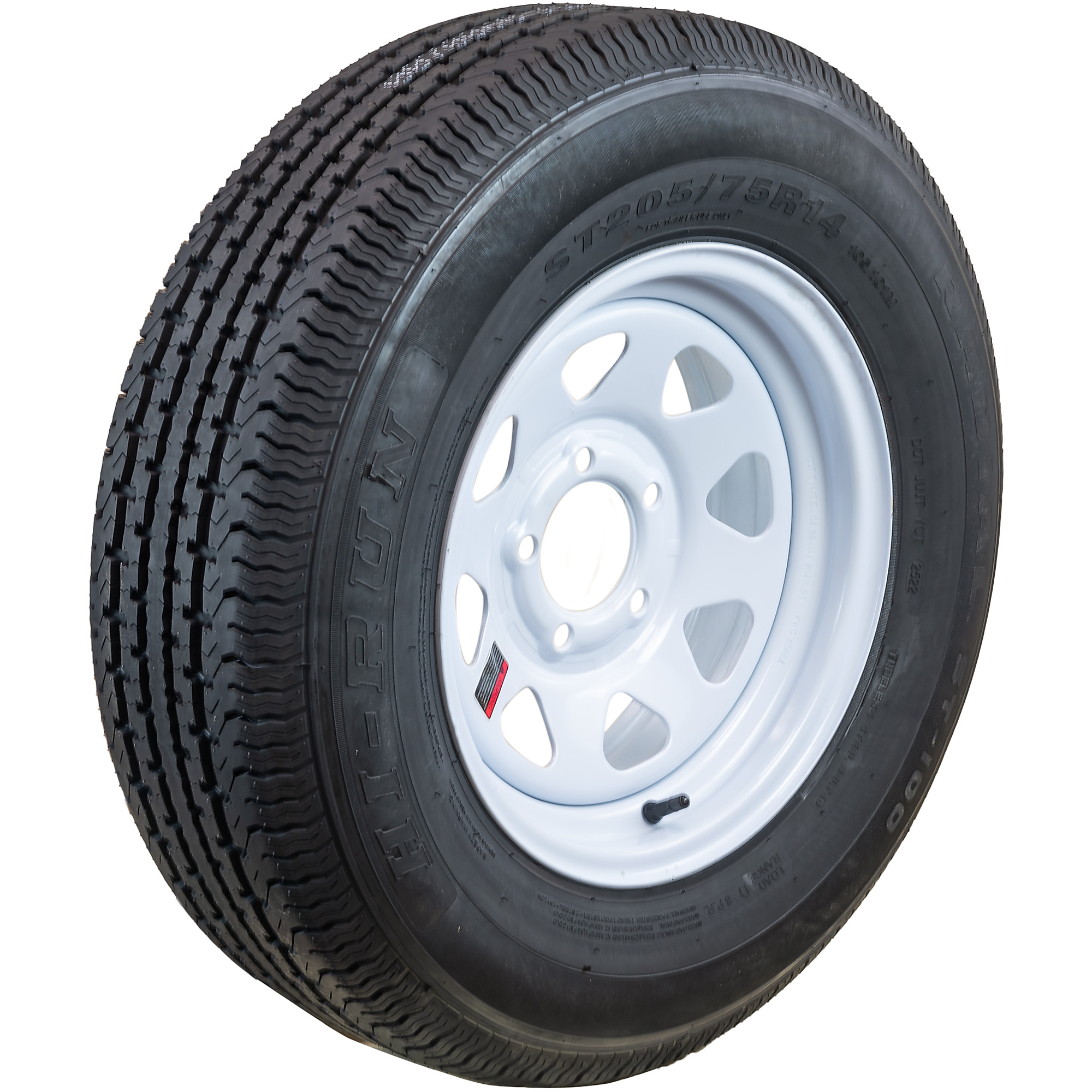HI-RUN, Highway Trailer Tire Assembly, Radial, Spoked, Tire Size ST205/75R14 Load Range Rating D, Bolt Holes (qty.) 5 Model# ASR1203